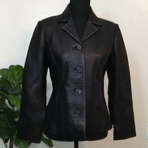 Petite Sophisticate Leather Jacket - Picture 1 of 5